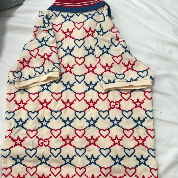 Gucci Cream Polo with Red and Blue Patterns - Picture 3 of 4